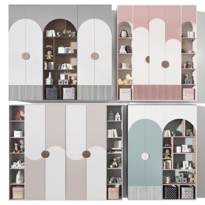 现代儿童衣柜书柜展示柜