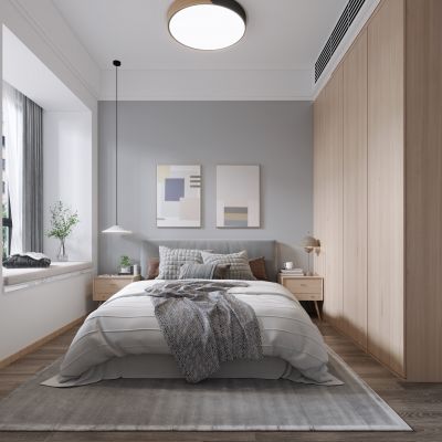 现代卧室，卧室，简约卧室，