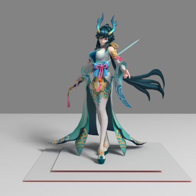 现代游戏角色 绿衣美女 