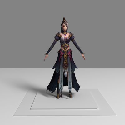 现代游戏角色 黑裙美女 