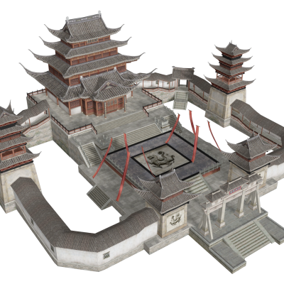 中式古建筑 比武场 擂台 江东武馆 武侠仙侠场景