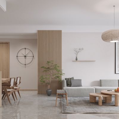 北欧客餐厅，客餐厅，原木客餐厅，