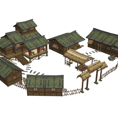 中式古建筑小庭院 世外桃源 楼阁木房子