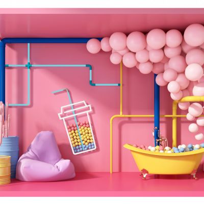 现代网红店合影区