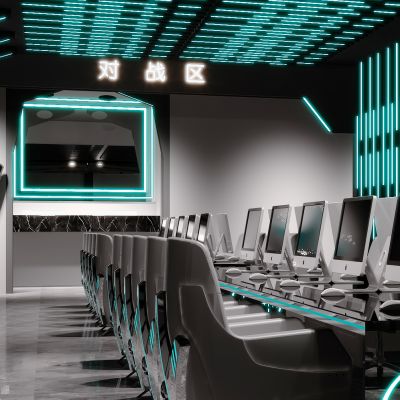 现代简约科技感网咖卡座