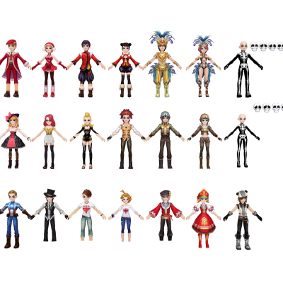 整套卡通Q版精美角色时装合集 武侠仙侠风