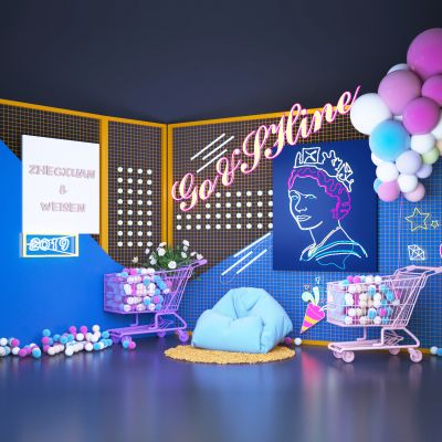 现代商业设备美陈3D模型