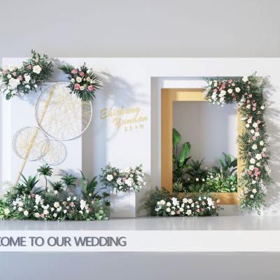 现代花艺合影区