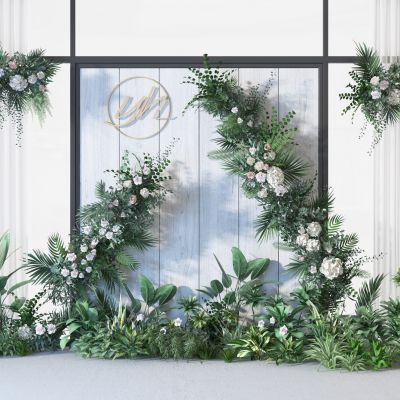 现代植物组合背景墙