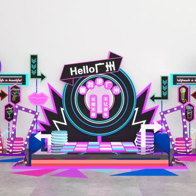 现代霓虹灯美陈