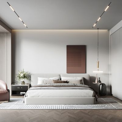 现代卧室 双人床