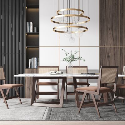 现代藤编编织餐桌椅