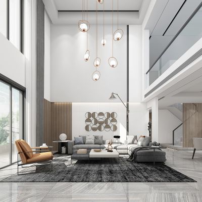 现代轻奢别墅大堂