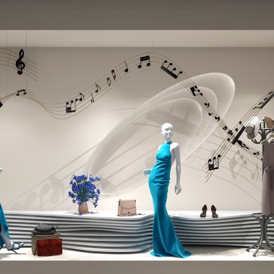 现代商场服装店橱窗