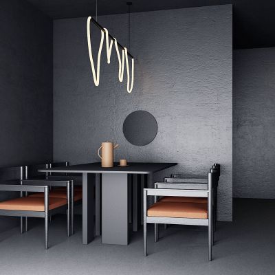 现代黑白灰主题餐厅