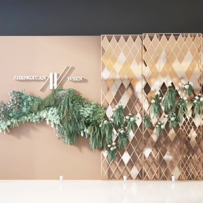 现代花艺背景屏风3D模型