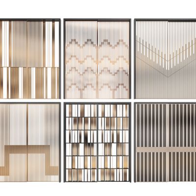 现代轻奢屏风隔断花格3D模型