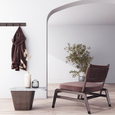 现代休闲单椅边几