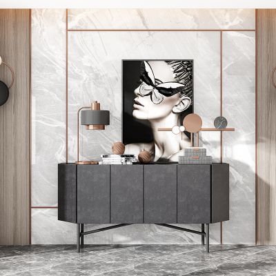 后现代轻奢黑色餐边柜
