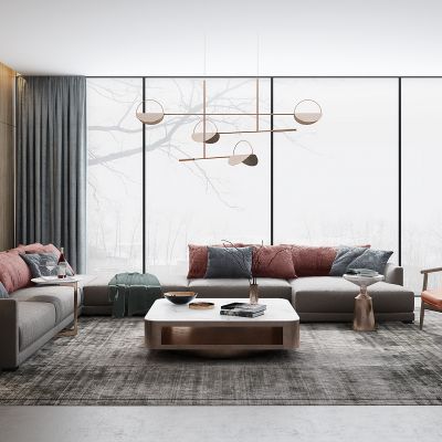 北欧现代布艺沙发组合