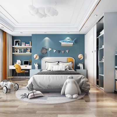 北欧地中海卧室男孩房