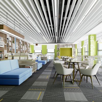 现代图书馆阅览室书吧