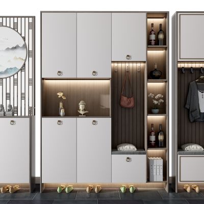 新中式实木玄关鞋柜