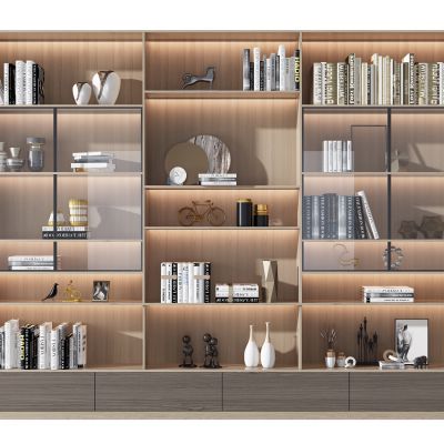 现代实木多功能书柜