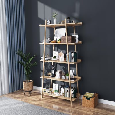北欧原木书架