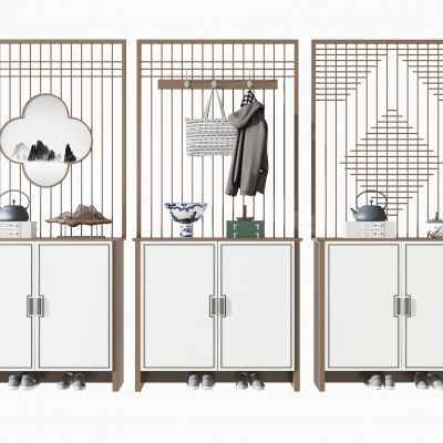 新中式入户屏风鞋柜