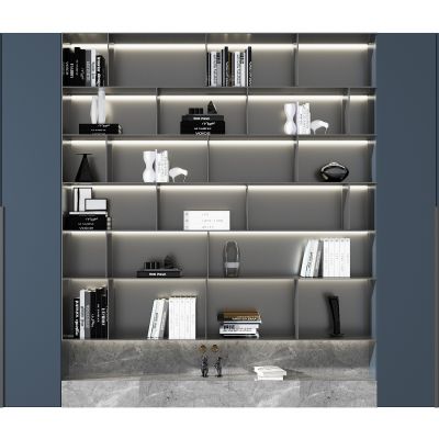 现代嵌入式装饰书柜