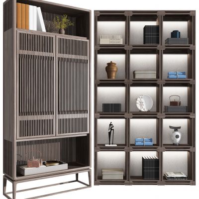 新中式实木书柜,装饰柜