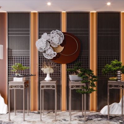 新中式简约盆栽3D模型