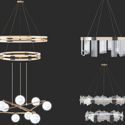 现代新中式金属圆环吊灯