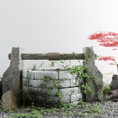 新中式庭院景观小品古井