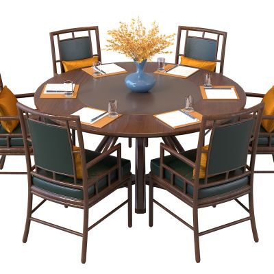 中式圆形餐桌椅