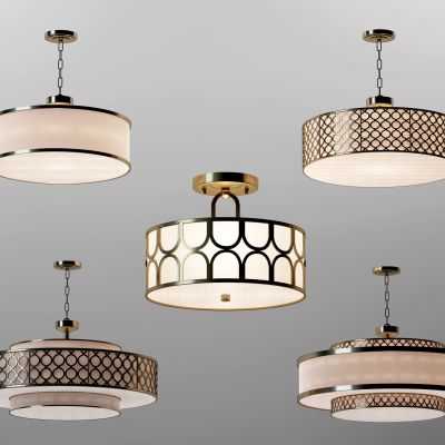 新中式圆形金属吊灯