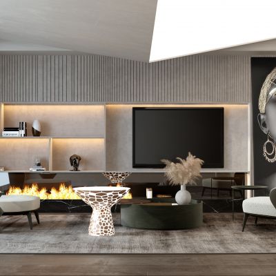 现代客厅电视背景墙