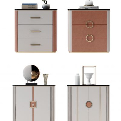 新中式方形皮革床头柜