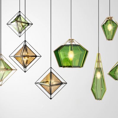现代几何玻璃小吊灯组合