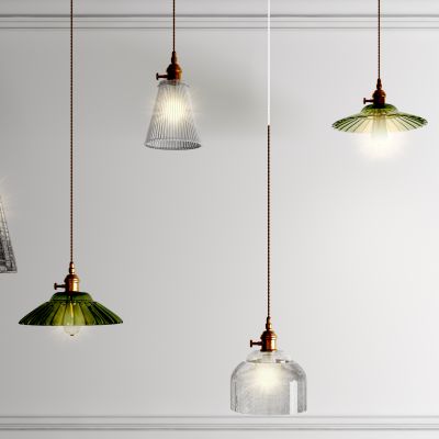 美式金属玻璃吊灯