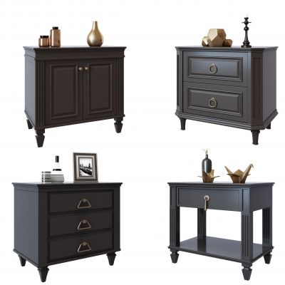 美式实木床头柜