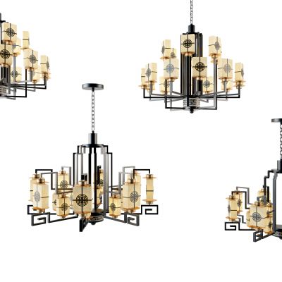 新中式金属铁艺多头吊灯