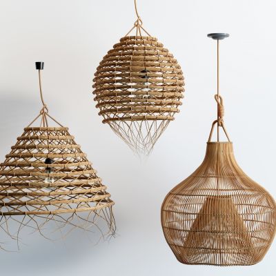 东南亚自然风民宿藤编吊灯