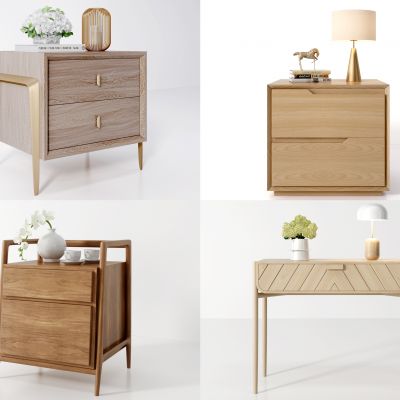 现代方形床头柜组合