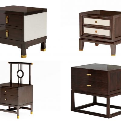 中式实木床头柜组合