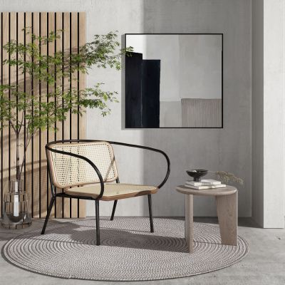 北欧户外藤编休闲椅边几组合