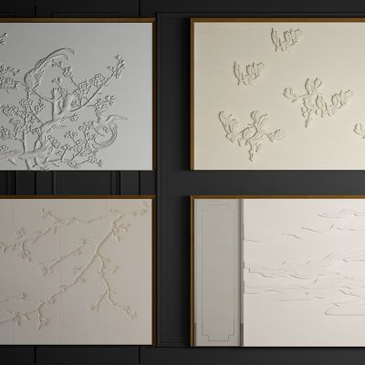 新中式皮革浮雕硬包软包背景墙