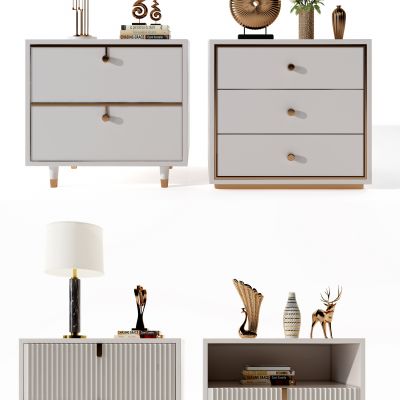 现代轻奢方形床头柜组合