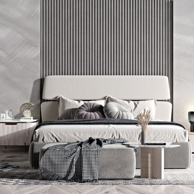 现代布艺双人床